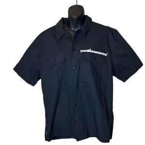 The hundreds mens xl black button down logo shirt new chest pockets